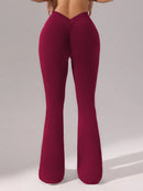 Slayform Calça casual, fitness e ioga aderente, franzida e evasê para senhoras