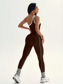 Dewbera 1 Peça Macacão Aderente de Ioga Tricotado Sem Costura para Mulheres