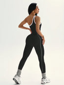 Dewbera 1 Peça Macacão Aderente de Ioga Tricotado Sem Costura para Mulheres