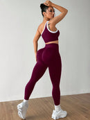 Dewbera Conjunto Esportivo Feminino com Camiseta Ioga Sem Costura Ombro Único, Levantamento de Bumbum e Alta Elasticidade