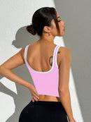 Slayform Regata Cropped Ajustada de Atividades Esportivas com Acabamento Contrastante, Moda Feminina de Verão