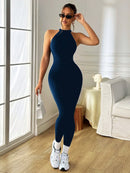 Slayform Macacão Preto Sem Costas e Sem Mangas Seamless para Mulheres