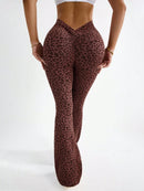 Slayform Calça casual, fitness e ioga aderente, franzida e evasê para senhoras