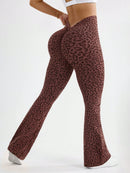 Slayform Calça casual, fitness e ioga aderente, franzida e evasê para senhoras