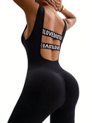 Slayform Macacão Ativewear Sem Costura, Monocromático, Decote Redondo e Sem Costas