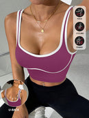 Slayform Regata Cropped Ajustada de Atividades Esportivas com Acabamento Contrastante, Moda Feminina de Verão