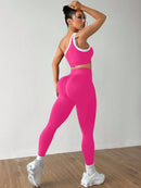 Dewbera Conjunto Esportivo Feminino com Camiseta Ioga Sem Costura Ombro Único, Levantamento de Bumbum e Alta Elasticidade