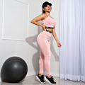 Conjunto  Calça Legging Cintura Alta e Cropped Alcinha com Elásticos Racy para Treinar