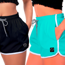 Kit 2 Shorts Feminino Secagem Rápida Cordão Ajustável Moda Praia ou Treino