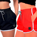 Kit 2 Shorts Feminino Secagem Rápida Cordão Ajustável Moda Praia ou Treino
