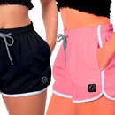Kit 2 Shorts Feminino Secagem Rápida Cordão Ajustável Moda Praia ou Treino