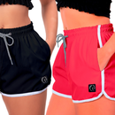 Kit 2 Shorts Feminino Secagem Rápida Cordão Ajustável Moda Praia ou Treino