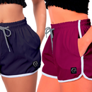 Kit 2 Shorts Feminino Secagem Rápida Cordão Ajustável Moda Praia ou Treino