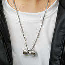 Colar e Pingente Haltere Aço Inoxidável -Academia Musculação Maromba Fitness Cordão com Halter fit