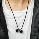 Colar e Pingente Haltere Aço Inoxidável -Academia Musculação Maromba Fitness Cordão com Halter fit