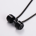 Colar e Pingente Haltere Aço Inoxidável -Academia Musculação Maromba Fitness Cordão com Halter fit