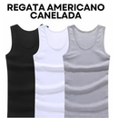 Kit 2 Regata Americano Canelada Masculina Básica 100% algodão lisa premium