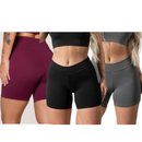 KIT 3 Shorts feminino academia liso Bermudinha malhar cintura alta