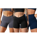 KIT 3 Shorts feminino academia liso Bermudinha malhar cintura alta