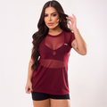 Blusa Feminina De Tule Transparente Academia Fitness Camisão Fitness Treino
