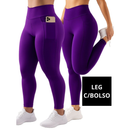 Calça Legging Feminina com Bolso Lateral Zero Transparência Cintura Alta