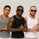 Kit 3 Regata  Masculinas Caneladas Slim em Algodão Americano, Para Treino e Praia