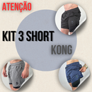 Kit 3 Bermuda  Masculinas 2 em 1 KONG Premium Com Forro de Compressão e Suporte para Toalha