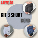 Kit 3 Bermuda  Masculinas 2 em 1 KONG Premium Com Forro de Compressão e Suporte para Toalha