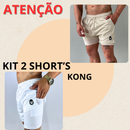 Kit 3 Bermuda  Masculinas 2 em 1 KONG Premium Com Forro de Compressão e Suporte para Toalha