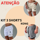 Kit 3 Bermuda  Masculinas 2 em 1 KONG Premium Com Forro de Compressão e Suporte para Toalha