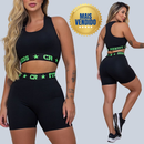 Conjunto Academia Top e Short Elastico Exposto