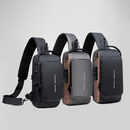 Bolsa de Peito Masculina à Prova d’Água com Cadeado Senha USB Antifurto Ombro Único Estilosa